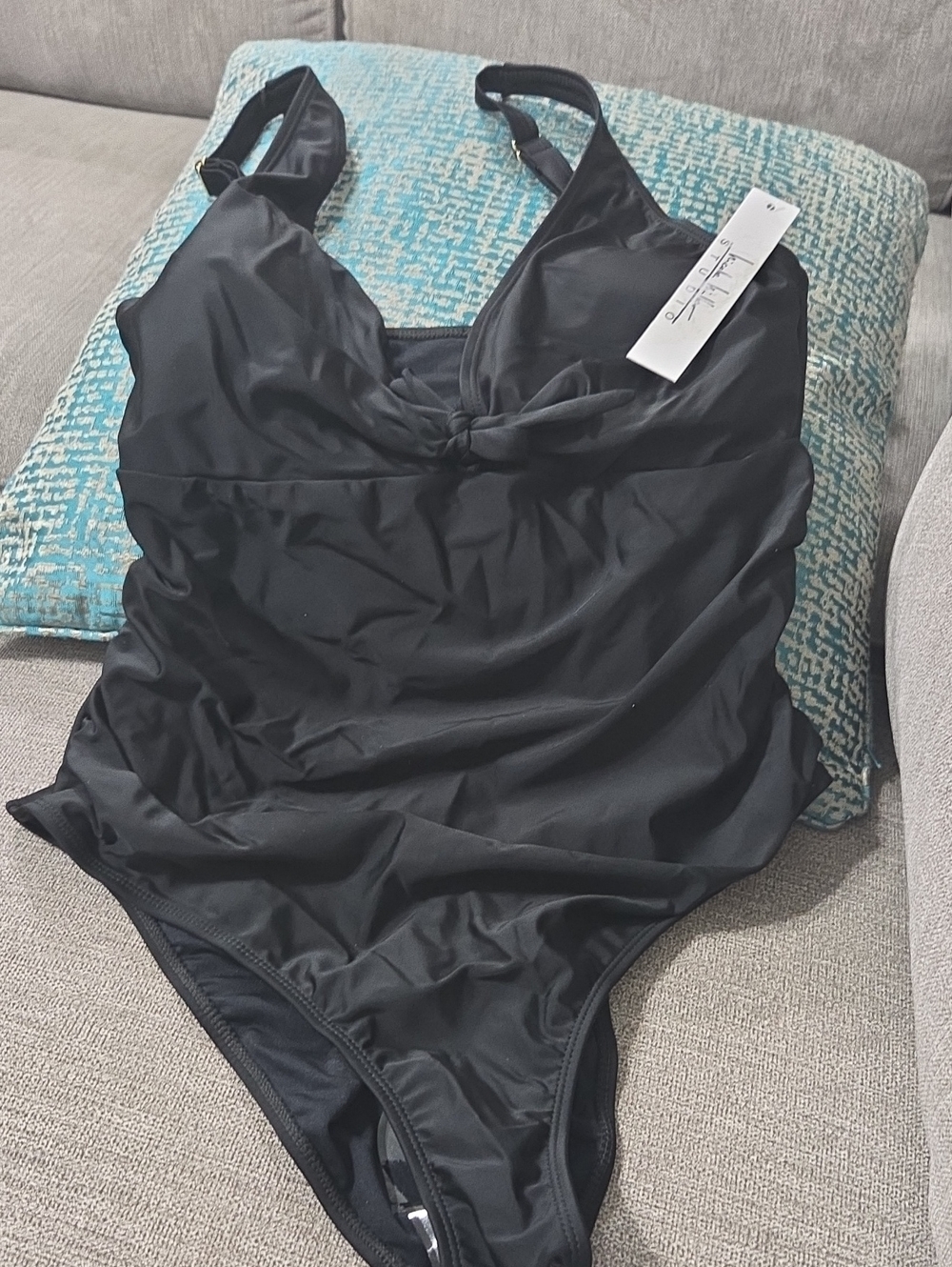 Nicole Miller Black One-Piece Ruched Swimsuit